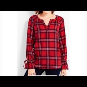 NWT Talbots Red Plaid Pullover Blouse